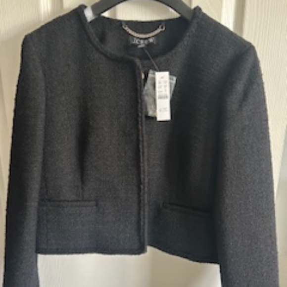 NWT J.Crew Louisa Lady Jacket In Maritime Tweed Size 12 Black - Picture 5 of 16